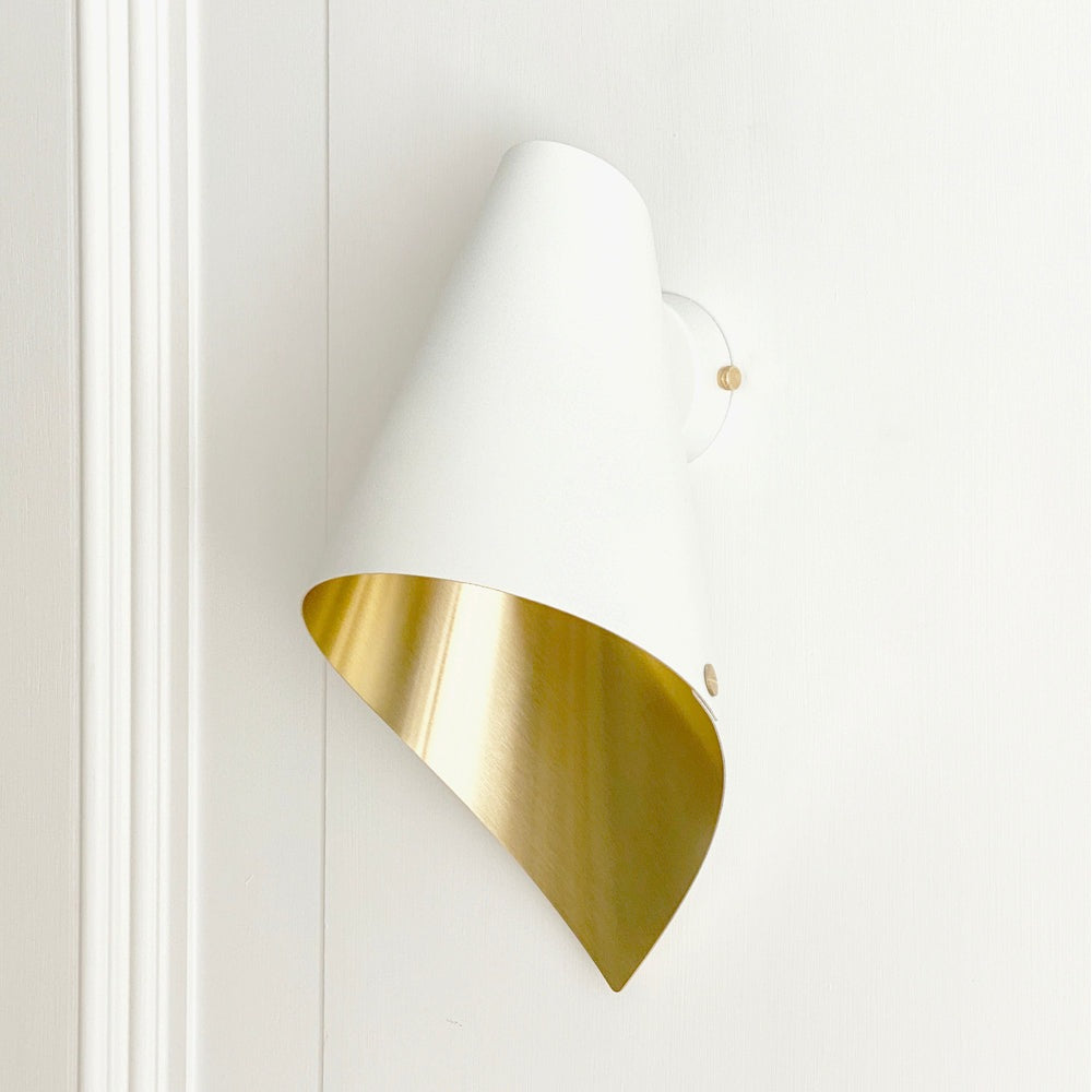 Arcform Lighting - Arc Wall Light in Brushed Brass & White