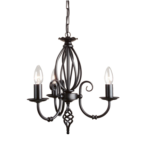 Artisan 3 Light Chandelier - Black Elstead 1