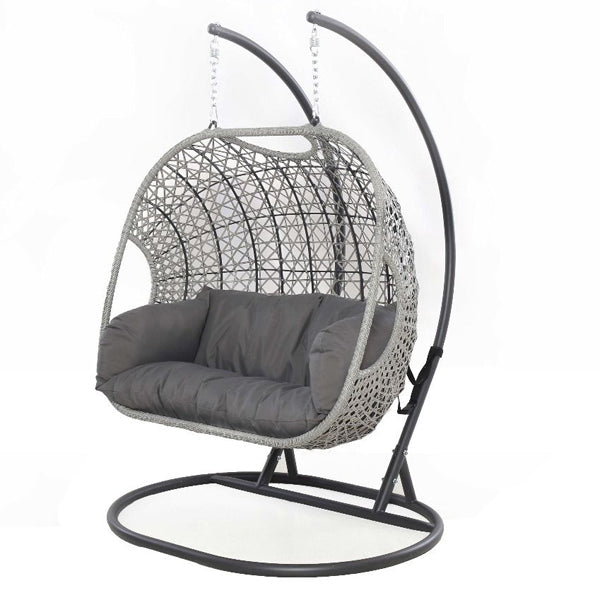 Maze Ascot Double Outdoor Hanging Chair in Grey