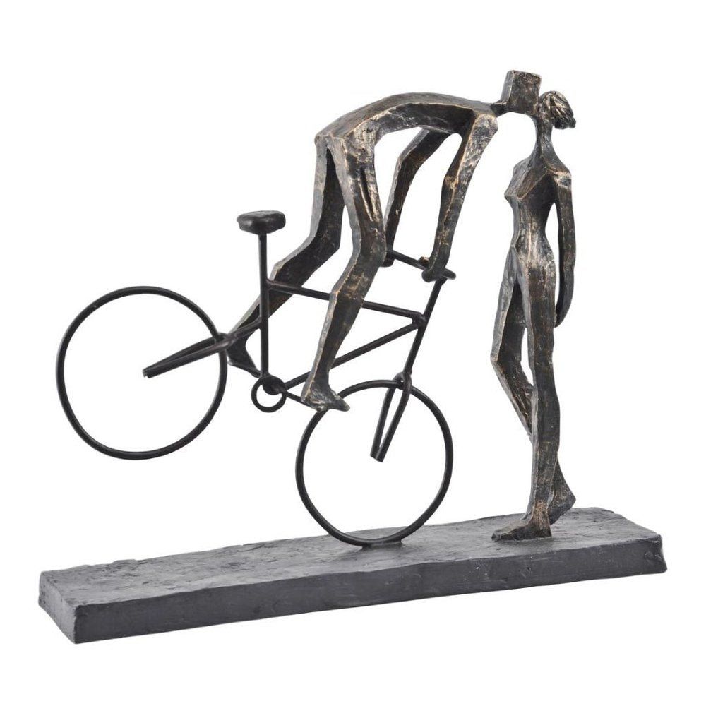 Libra Antique Bronze Kissing Couple On Bike Sculpture-Libra-Olivia's