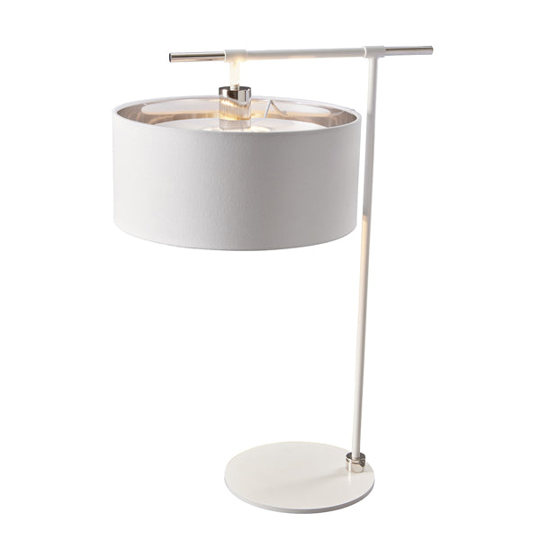 Elstead Balance 1 Light Table Lamp White and Polished Nickel