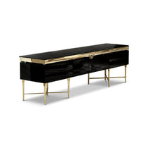 Berkeley Designs Hampshire Media Unit Black Gloss And Brass