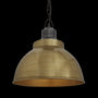 Industville Brooklyn Dome Pendant - 13 Inch - Brass Dome Pewter Chain