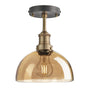 Industville Brooklyn Tinted Glass Dome Amber Flush Mount Light