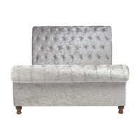 Olivia's Caspian Bed in Steel Crushed Velvet