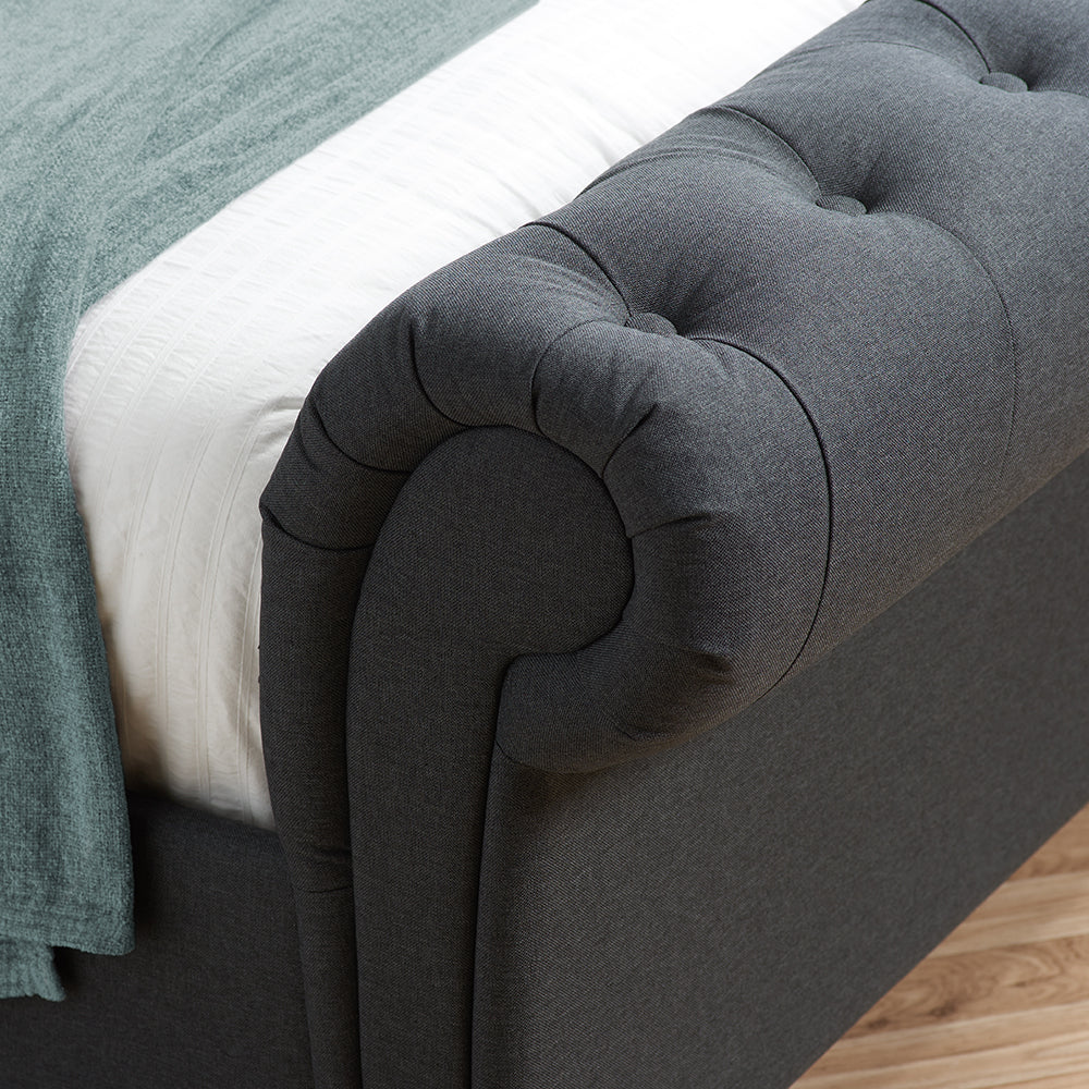 Olivia's Caspian Bed in Charcoal