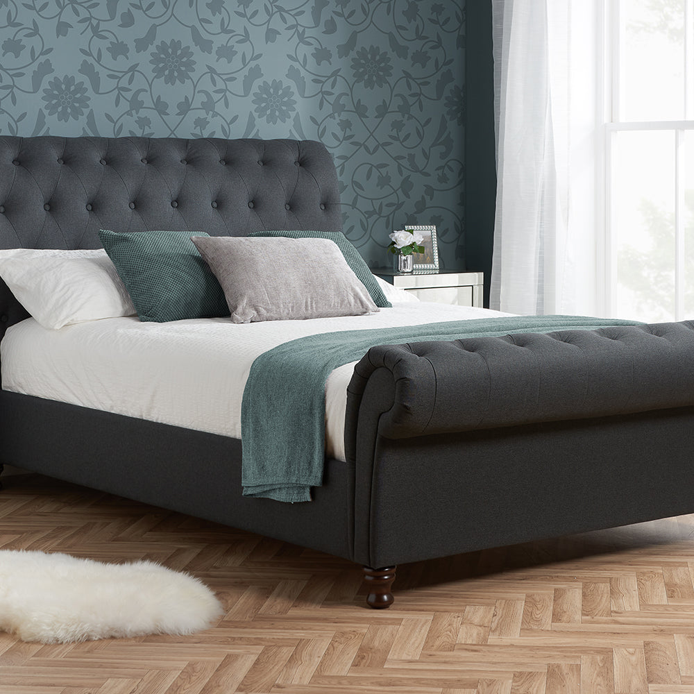 Olivia's Caspian Bed in Charcoal