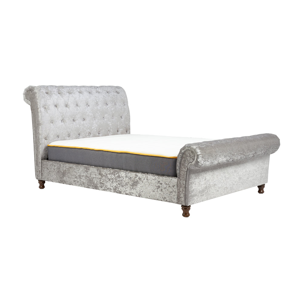 Olivia's Caspian Bed in Steel Crushed Velvet