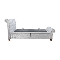 Olivia's Caspian Side Opening Ottoman Bed in Steel Crushed Velvet