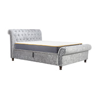 Olivia's Caspian Side Opening Ottoman Bed in Steel Crushed Velvet