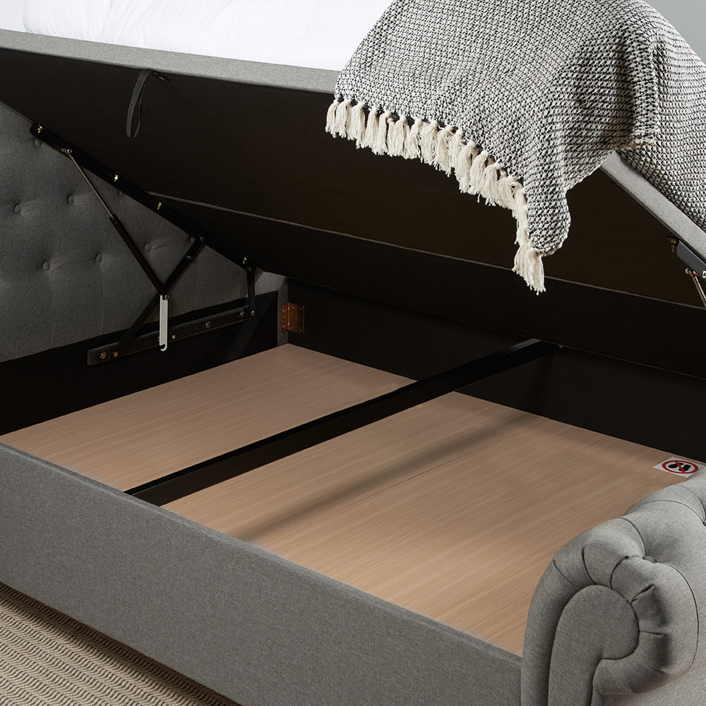 Olivia's Caspian Side Opening Ottoman Bed in Grey