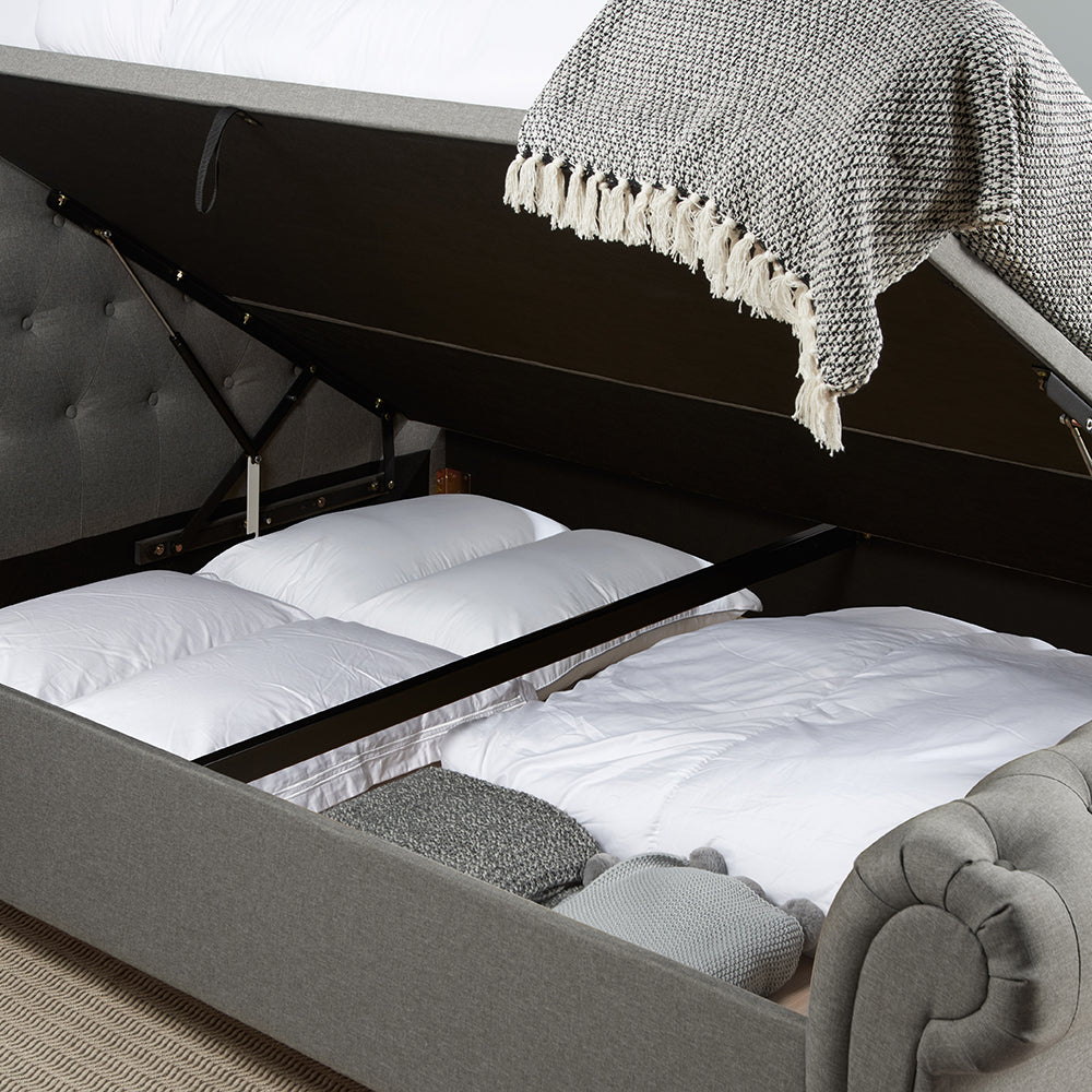 Olivia's Caspian Side Opening Ottoman Bed in Grey