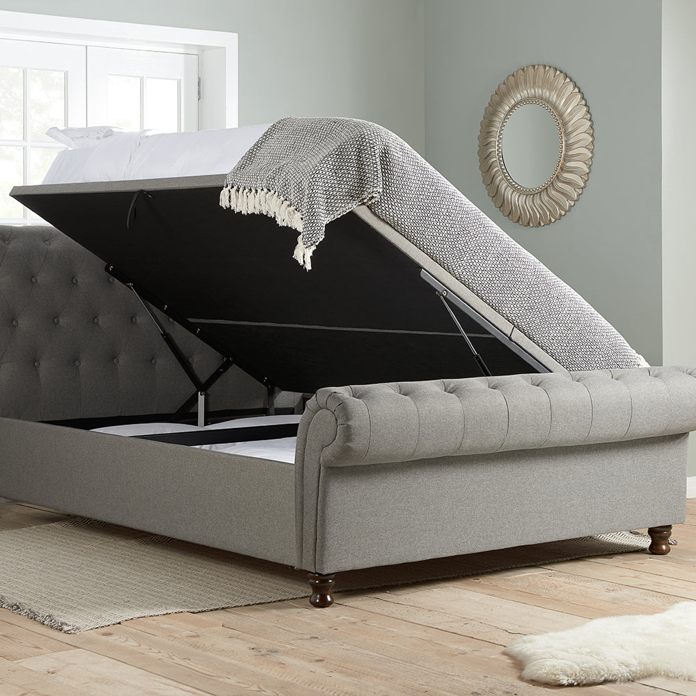 Olivia's Caspian Side Opening Ottoman Bed in Grey