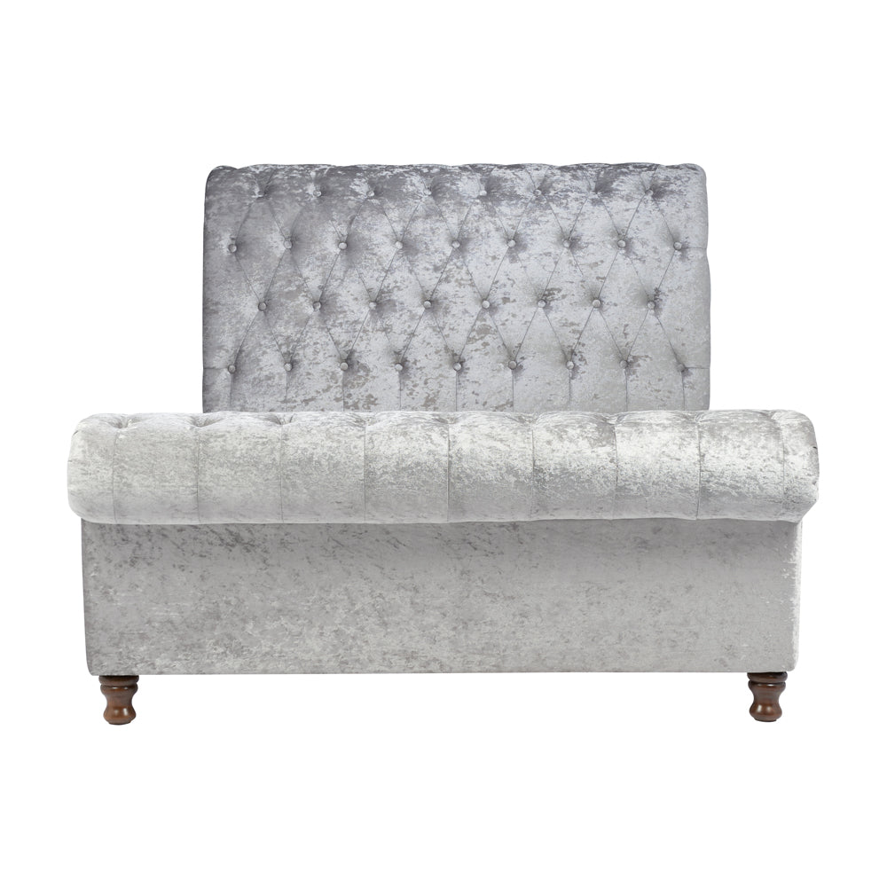 Olivia's Caspian Side Opening Ottoman Bed in Steel Crushed Velvet