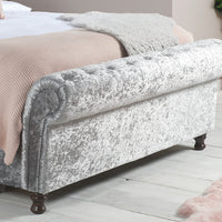 Olivia's Caspian Side Opening Ottoman Bed in Steel Crushed Velvet