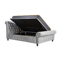 Olivia's Caspian Side Opening Ottoman Bed in Steel Crushed Velvet