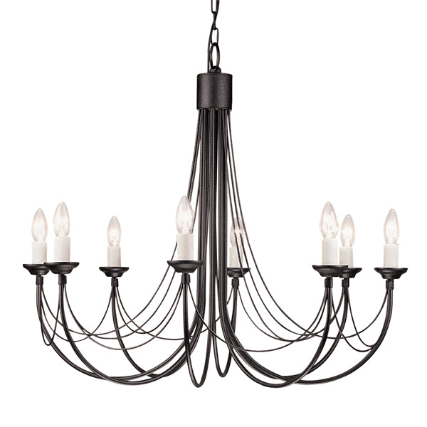 Elstead Carisbrooke 8 Light Chandelier Black