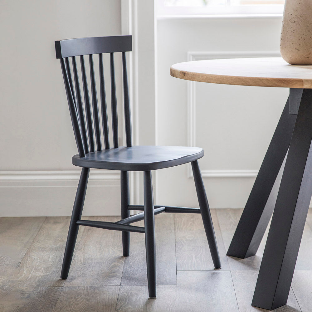 Garden Trading Pair of Spindle Back Chairs in Carbon Grey