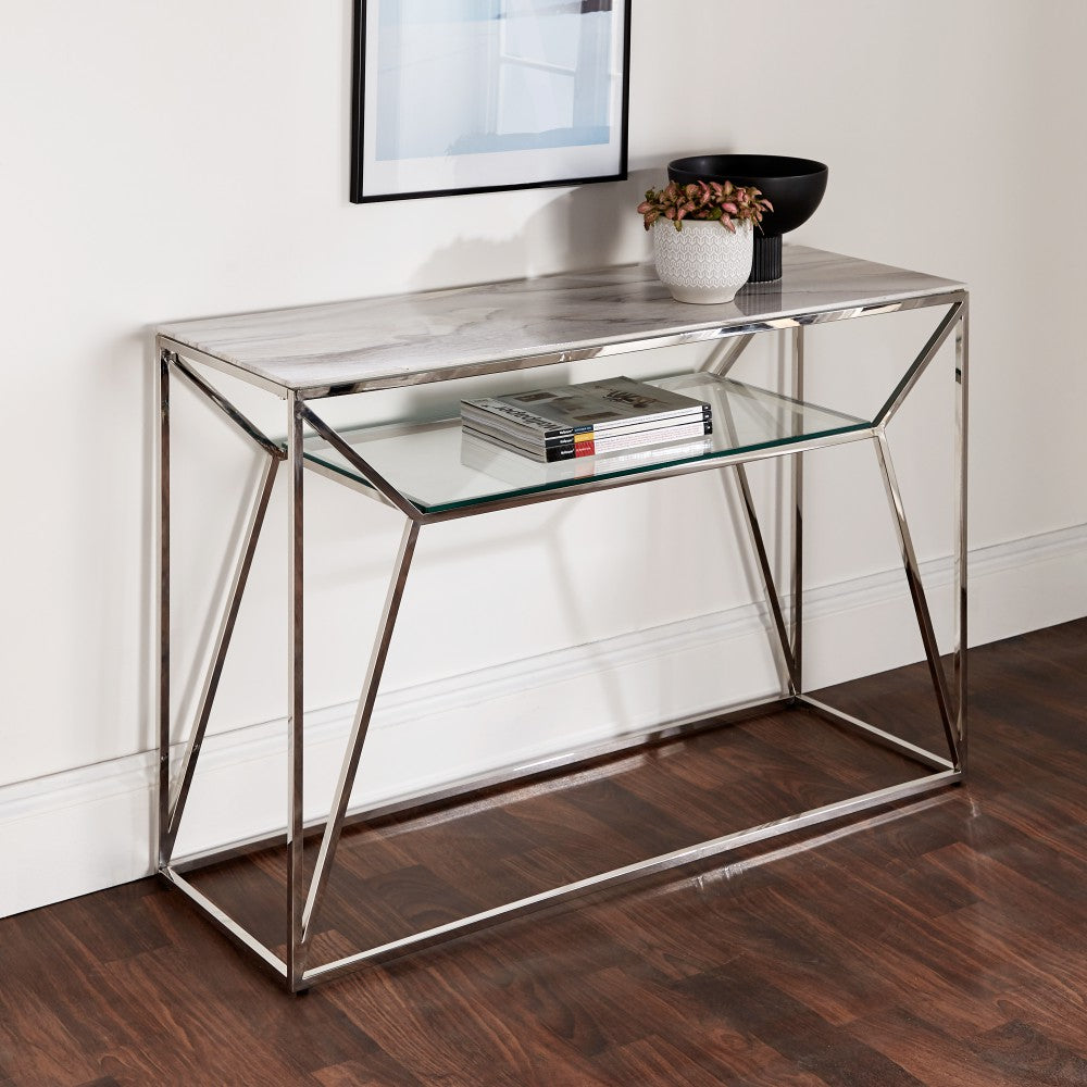  NativeHome-Native Home Marble Glass Console Table-Silver 29 