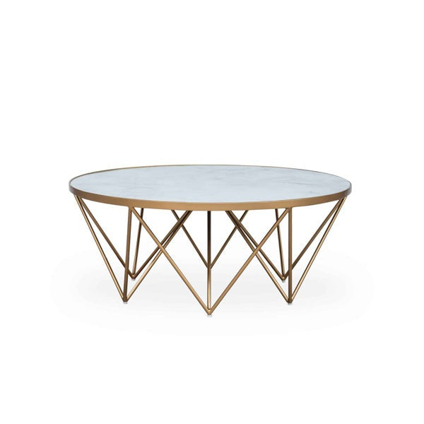 DI Designs Crofton Coffee Table - White Marble Glass