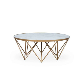 DI Designs Crofton Coffee Table - White Marble Glass