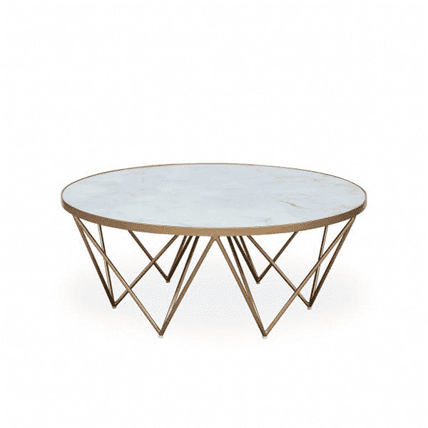 DI Designs Crofton Coffee Table - White Marble Glass