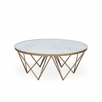 DI Designs Crofton Coffee Table - White Marble Glass