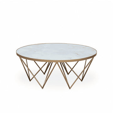 DI Designs Crofton Coffee Table - White Marble Glass