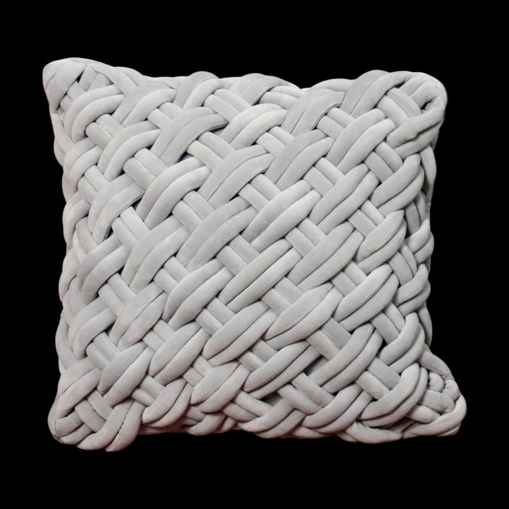 Native Home Grey Handknotted Velvet Cushion Cover