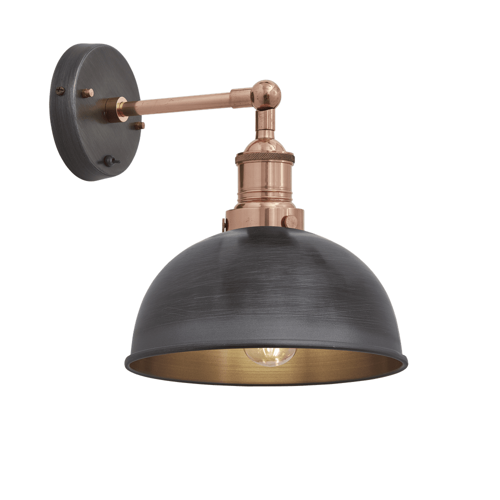 Brooklyn Dome Wall Light - 8 Inch - Pewter-Industville-Olivia's