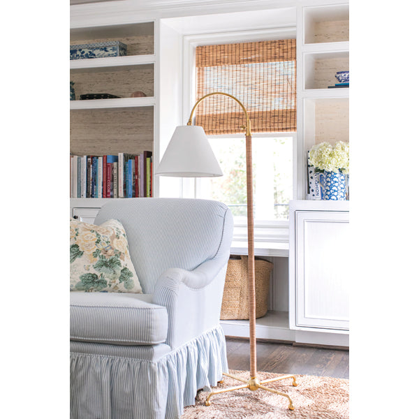  Hudson Valley Lighting-Hudson Valley Lighting Curves No.1 1 Light Floor Lamp W/ Rattan Accent-Natural, Brown, Gold 13 