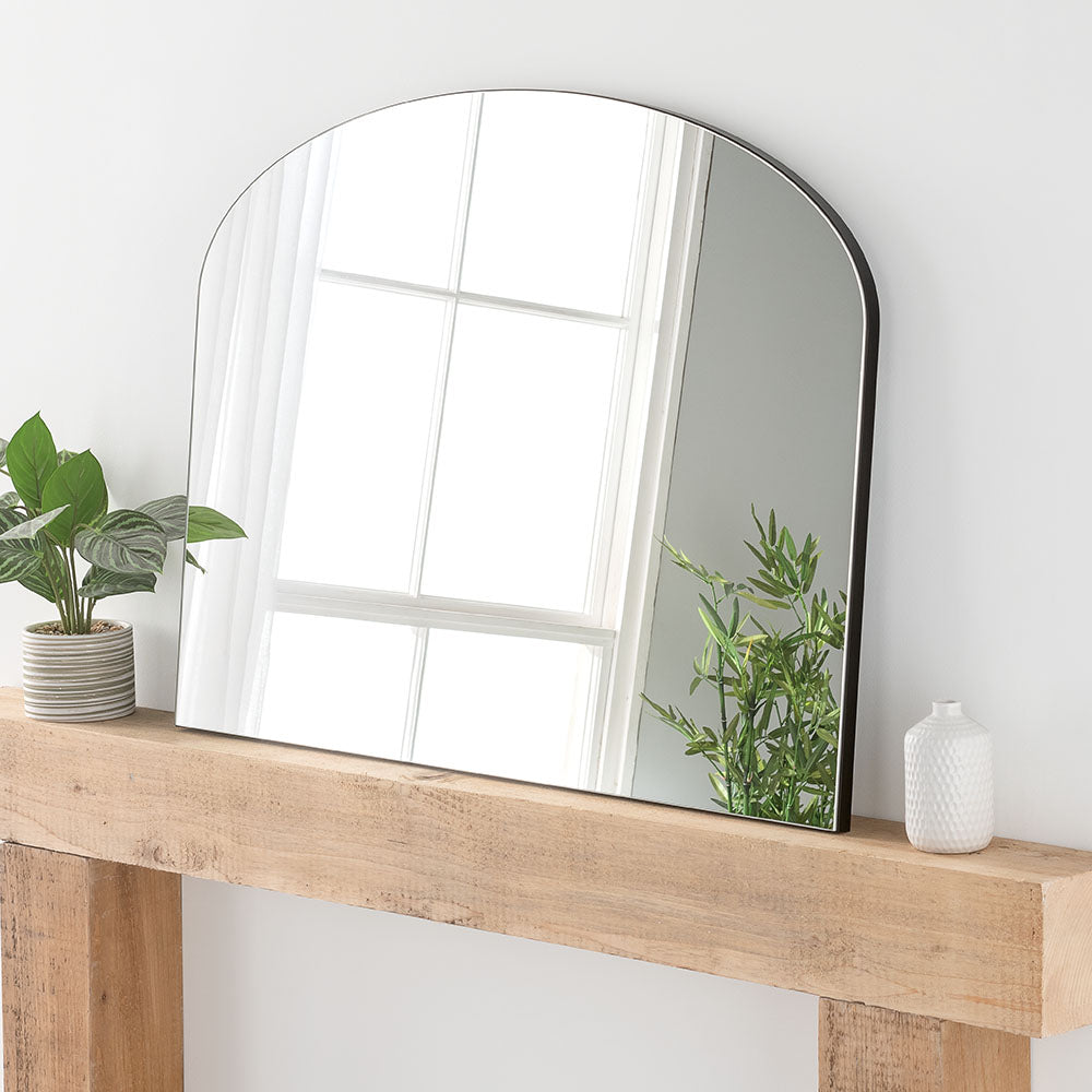 Olivia's Cora Bevelled Mantle Mirror in Black - 91x69cm