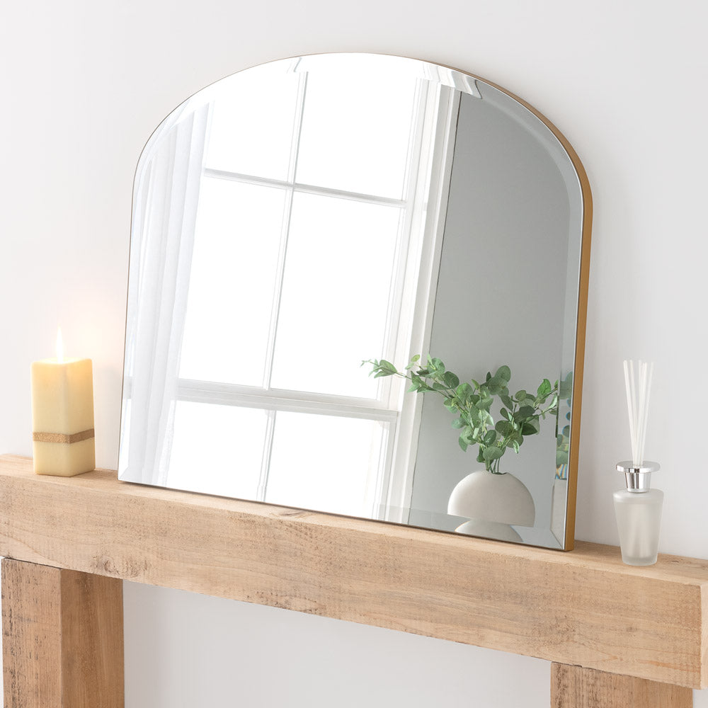 Olivia's Cora Bevelled Mantle Mirror in Gold - 91x69cm