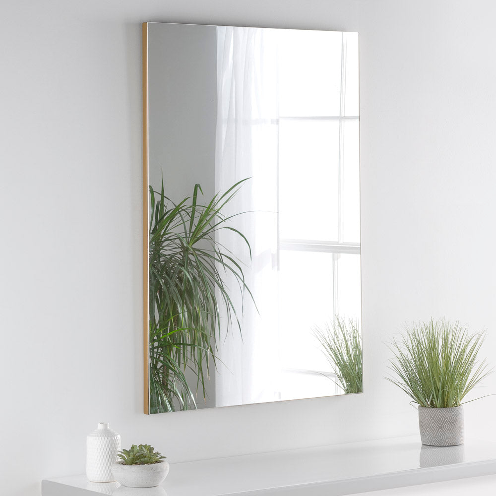 Olivia's Minimal Rectangular Mirror in Gold - 100x70cm