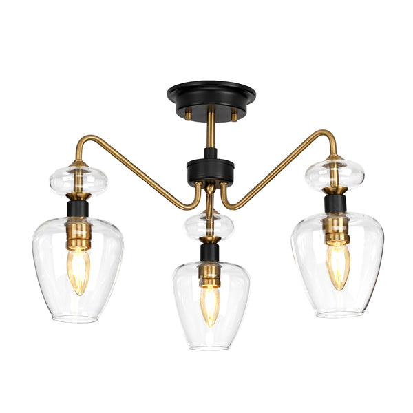 Elstead Armand 3 Ceiling Light Aged Brass Plated And Charcoal Black Paint