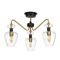 Elstead Armand 3 Ceiling Light Aged Brass Plated And Charcoal Black Paint