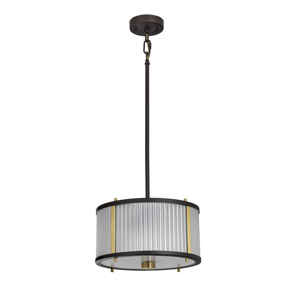 Elstead Corona 2 Light Pendant in Bronze & Dark Brown Painted and Aged Brass