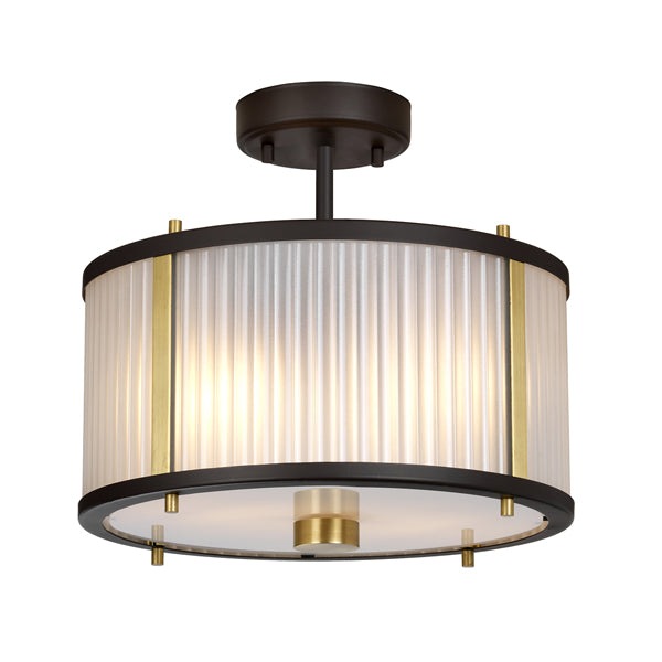 Elstead Corona 2 Light Pendant in Bronze & Dark Brown Painted and Aged Brass