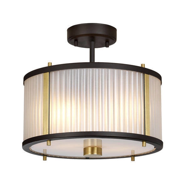 Elstead Corona 2 Light Pendant in Bronze & Dark Brown Painted and Aged Brass