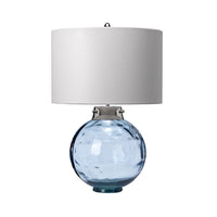 Elstead Kara Metalwork Table Lamp Polished Nickel Glassware Blue