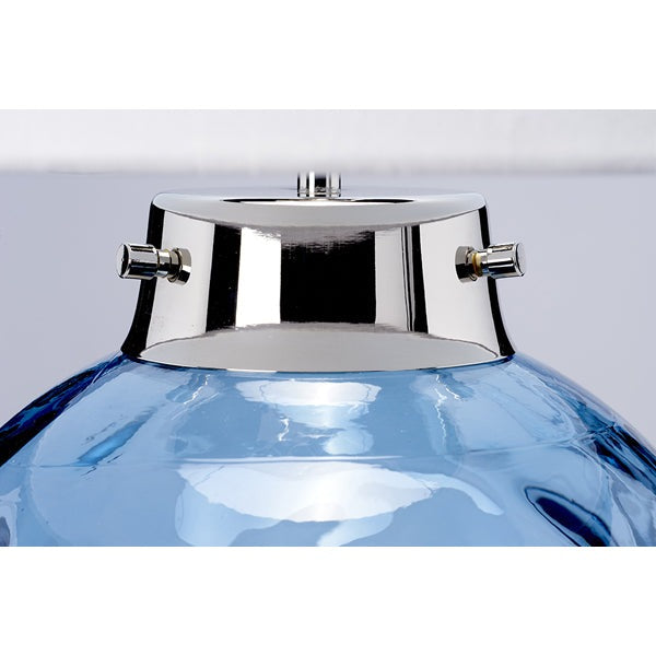 Elstead Kara Metalwork Table Lamp Polished Nickel Glassware Blue