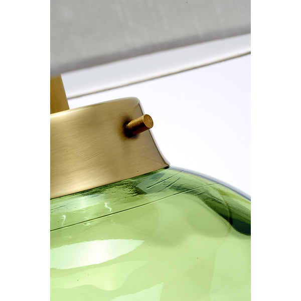 Elstead Kara Table Lamp Metalwork Aged Brass Glassware Dark Green