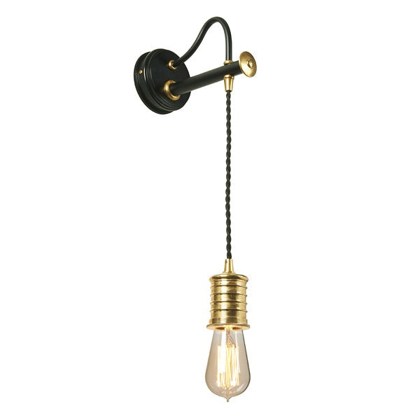 Douille 1 Light Wall Light - Black & Polished Brass Elstead 1