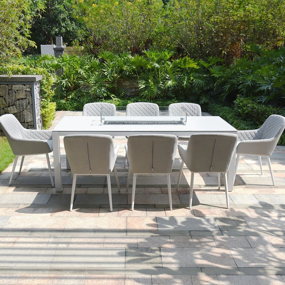 Maze Zest 8 Seat Outdoor Dining Set with Fire Pit Table