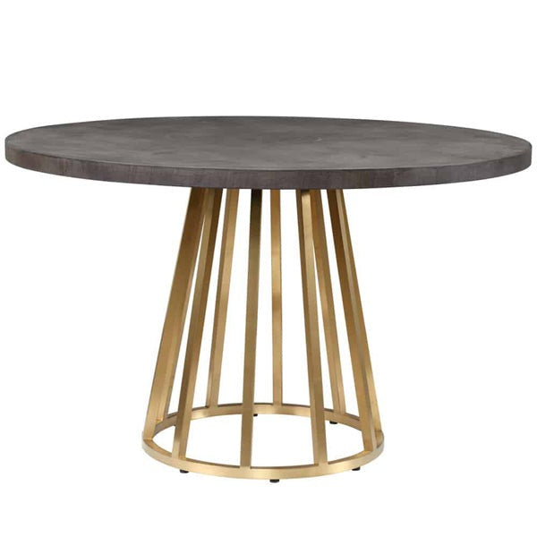 DI Designs Bredon Dining Table - Faux Concrete & Antique Brass