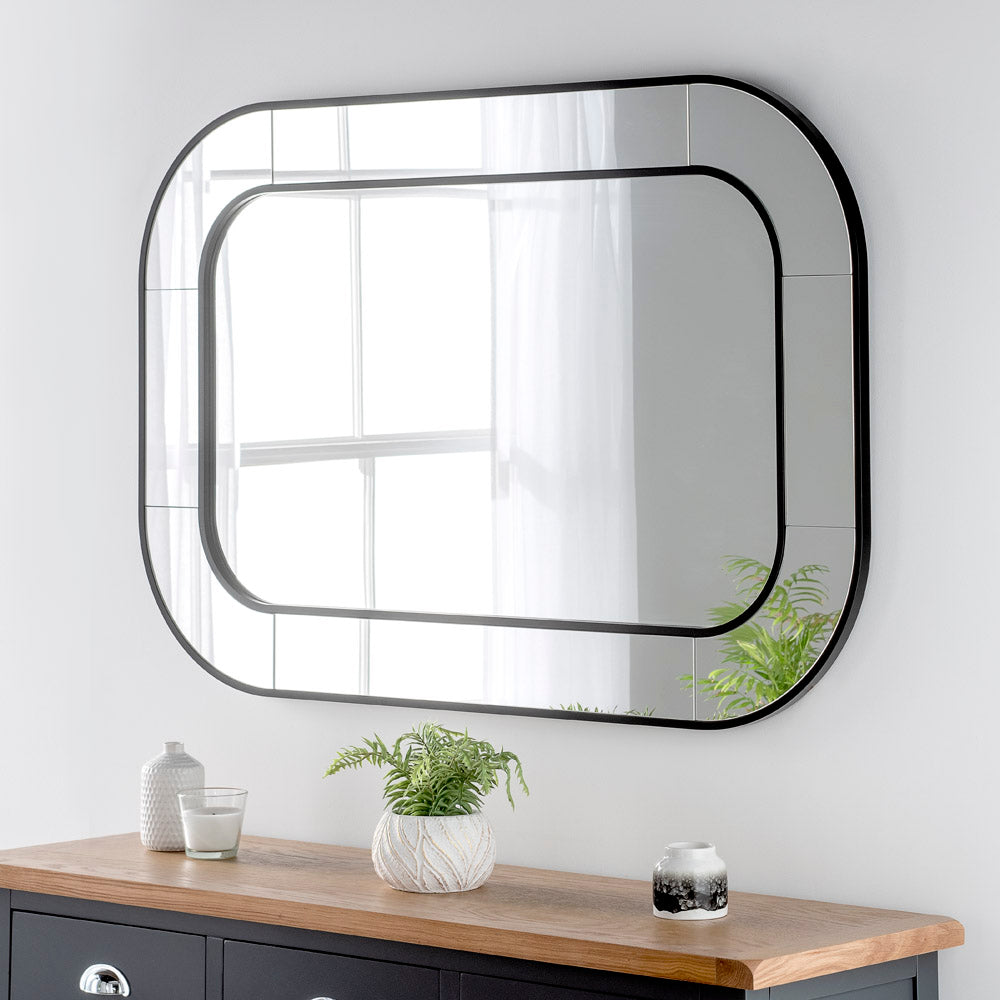 Olivia's Elena Radius Mirror in Black - 120x80cm