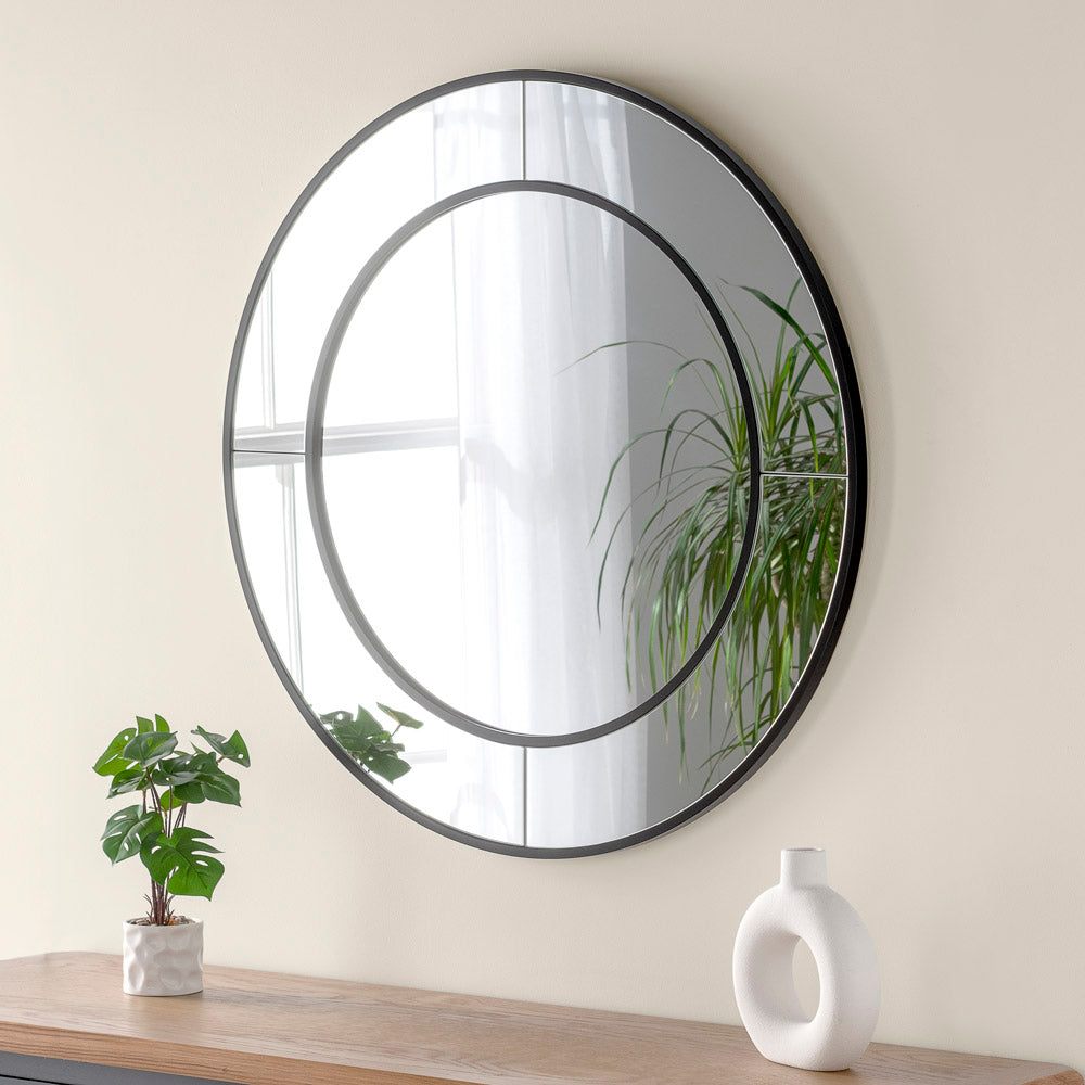 Elena Round Mirror 80x80cm - Black Yearn Mirrors 1