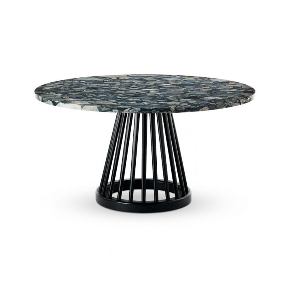 Tom Dixon Fan Table with Black Base & Pebble Marble Top