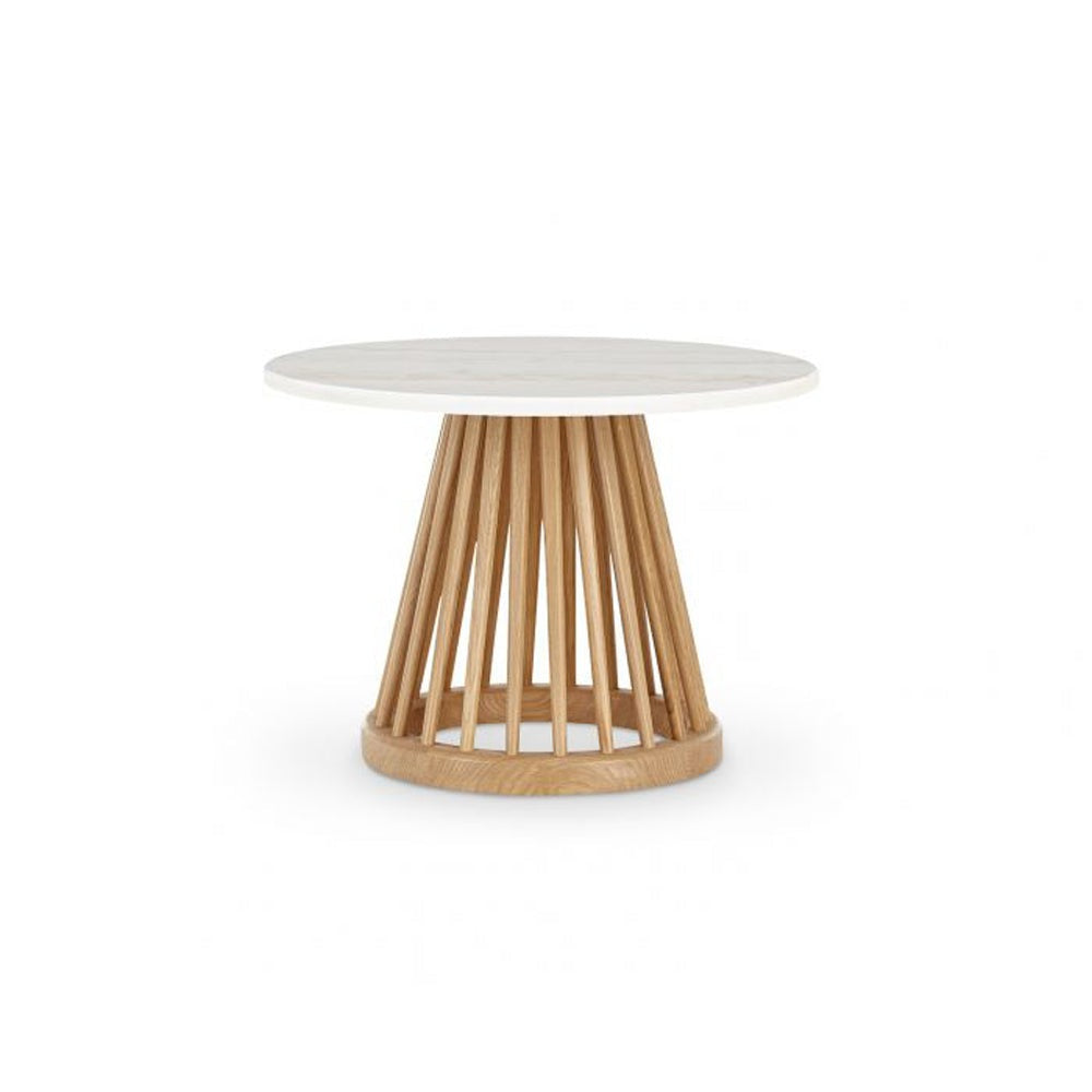 Tom Dixon Fan Table with Natural Base & White Marble Top