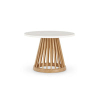 Tom Dixon Fan Table with Natural Base & White Marble Top